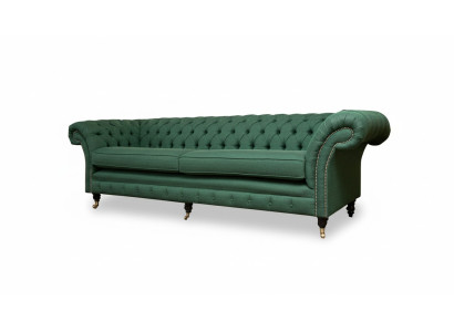 Chesterfield 4 Sitzer Dunkelgrün Wohnzimmer Design Couchen Sofa big Möbel Stoff