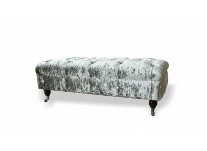 Chesterfield Polsterhocker Grau Stoff Wohnzimmer Design Polster Sofa Neu Textil