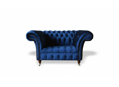 Chesterfield Sessel Textil Stoff Blau Kreative Möbel Neu Wohnzimmer Luxus Modern