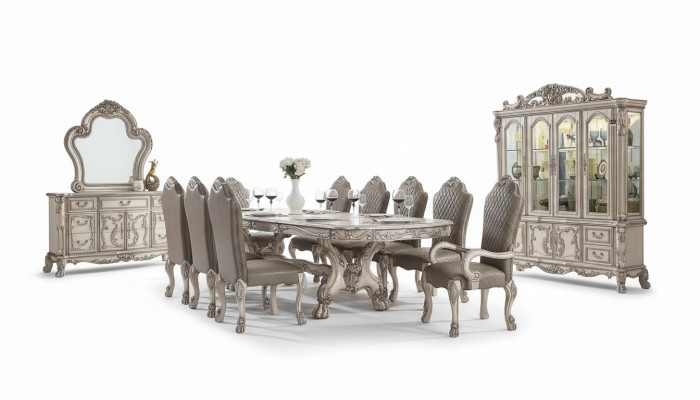 Esszimmer Komplette Garnitur Tisch Anrichte 10x Stuhl Set Vitrine Barock 14tlg.