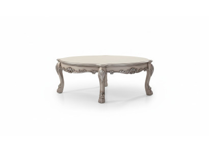 Holz Italienische Möbel klassisch Stil Luxus Beige Couchtisch Wohnzimmer Rund