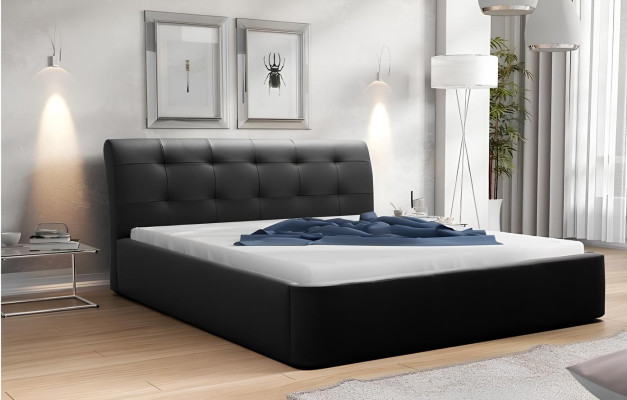 Klassisches Bettgestell Polster Bett Hotel Leder Textil Betten Stoff 180x200cm