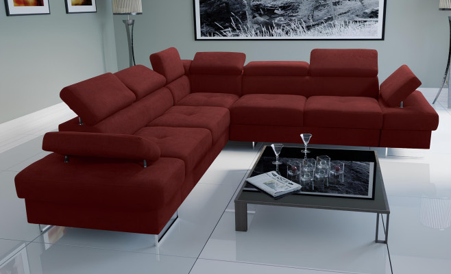 Sofa Couch Polsterung L-Form Wohnzimmer Design Ecke Leder Neu Beige Luxus