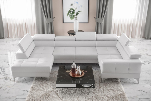 Modern Luxus Automatik Ecksofa Stoff U-Form Couch Textil Schwarz Elegant Neu