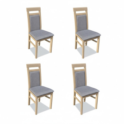 Gruppe Stühle Garnitur Textil Stoff Holz Gepolsterte Esszimmer Stühle 4x Stuhl