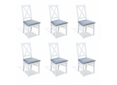 Set Holz Textil Sessel 6x Stühle Essgruppe Design Ess Zimmer Stuhl Massives Holz