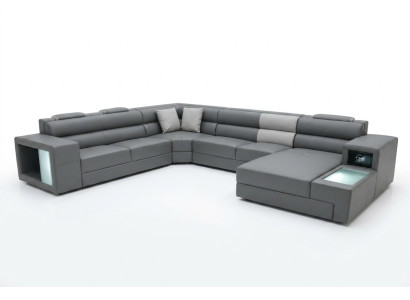Wohnlandschaft Design Modern Leder Sofas Grau Neu Sofa U-Form Stoffsofa Couch