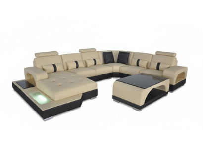 Ecksofa U-Form Couch Textil Schwarz U Form Wohnlandschaft Modern Luxus Couchen