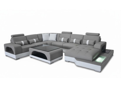 Eckcouch Design Ecksofa U-form Wohnlandschaft Couch Textil Leder Sofas Polster