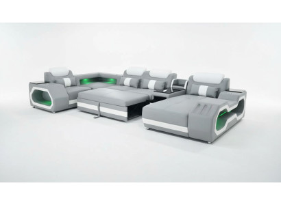 Grau Neu Sofa U-Form Stoffsofa Couch Wohnlandschaft Design Modern Leder Sofas