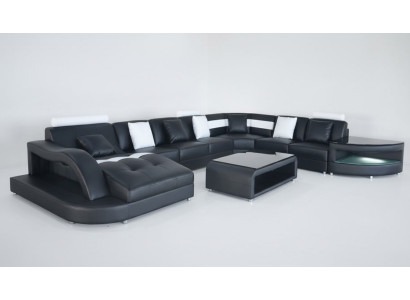 Ecksofa U-Form Wohnlandschaft Sofa Couch Polster Ecke Stoff Sofas Möbel Leder