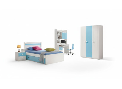 Kinder Komplett Set Jugend Zimmer Bett Kommode Schrank Tisch Büro 4 tlg. Möbel