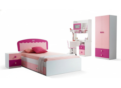 Set Tisch Bett Kleiderschrank Kommode 4tlg Komplett Jugendzimmer Kinderzimmer