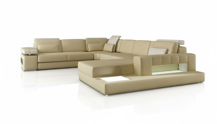 Ecksofa U-Form Wohnlandschaft Sofa Couch Polster Ecke Sofa Stoff Sofas Leder