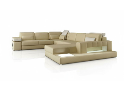 Ecksofa U-Form Wohnlandschaft Sofa Couch Polster Ecke Sofa Stoff Sofas Leder
