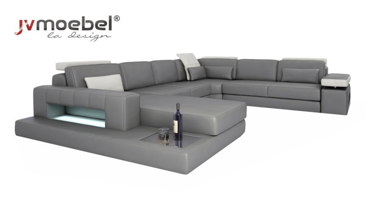 Sofas Grau Neu Sofa U-Form Stoffsofa Couch Wohnlandschaft Design Modern Leder