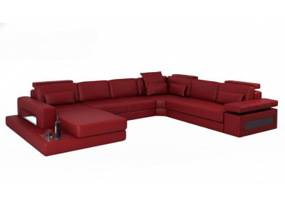 Eckcouch in U-Form aus hochwertigem Premium-Lederfaserstoff