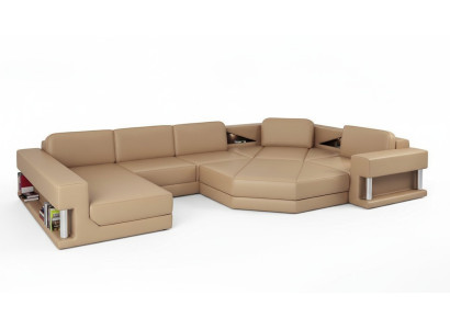 Wohnlandschaft Design Modern Sofa Ecksofa Sofa U-Form Ledersofa Couch Textil Neu