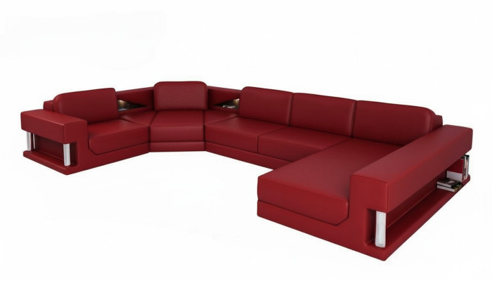 U Form Sofa Couch Polster Sofa Wohnlandschaft Design Ecksofa Leder Polster Neu