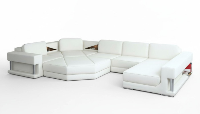 Wohnlandschaft Design Ecksofa Leder Ecke UForm Sofa Couch Polster Garnitur Neu
