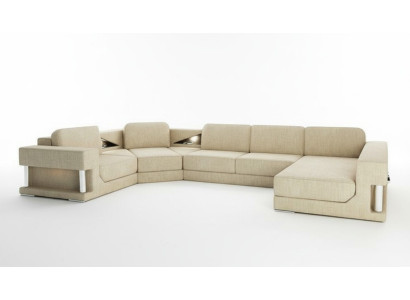 Ecksofa Bettfunktion Modern Design Sofa Textil Stoff U-Form Couch Wohnlandschaft