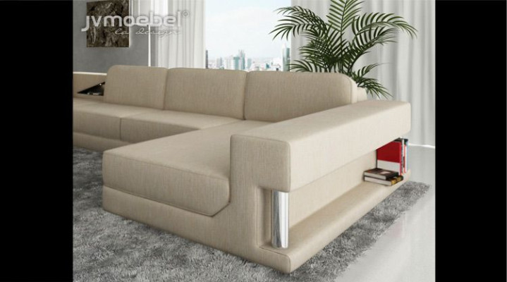 U-Form Sofa Couch Design Couch Textil Modern Polster Neu Wohnlandschaft Ecksofa