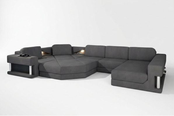 Design Couch Polster Textil Modern Schlaf Bettfunktion Ecksofa U-Form Sofa Stoff