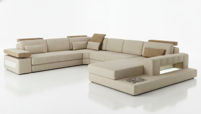 Wohnlandschaft U Form Ecksofa Sofa Couch Polster Ecke Wunderschöne XXL Stoff