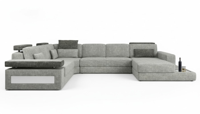 Wohnlandschaft Couch Eck U Form Sofa Eckcouch Ecksofa XXL Stoff Polster