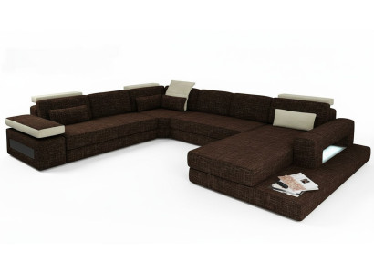 U-Form Couch Design Polster Eck Modern Sofas Textil Wohnlandschaft Ecksofa Stoff