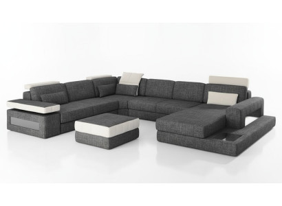 Ecksofa Couch Design Polster Textil Neu Wohnlandschaft U-Form Bettfunktion Stoff