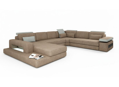 U Form Polster Couchen Textil Design Couch Ecksofa Wohnlandschaft Sofa Neu