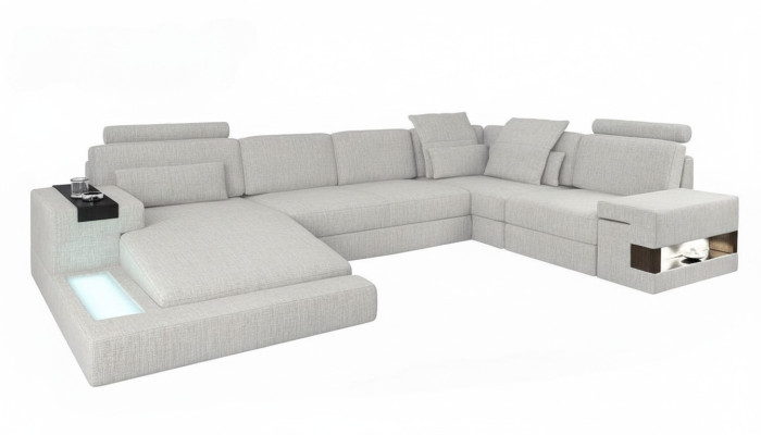 Ecksofa Wohnlandschaft Sofa Couch U Form Polster Couchen Textil Design Möbel Neu