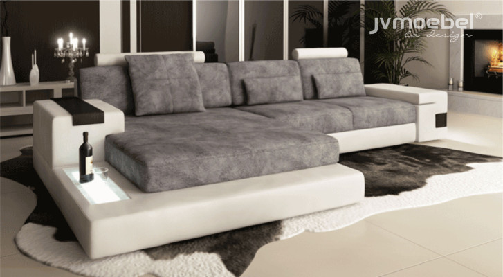 Ecksofa Wohnzimmer L-Form Polster Sofa Leder Design NEU Modern