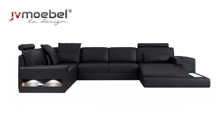 Ecksofa U-Form Couch Design Polster Textil Neu Wohnlandschaft Bettfunktion Stoff