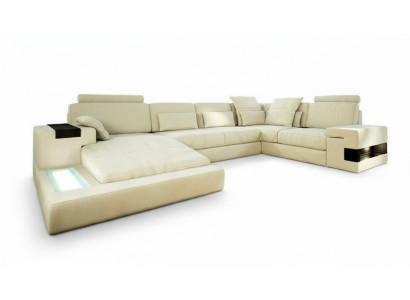 U-Form Sofa Couch Design Polster Modern Textil Neu Wohnlandschaft Leder Ecksofa