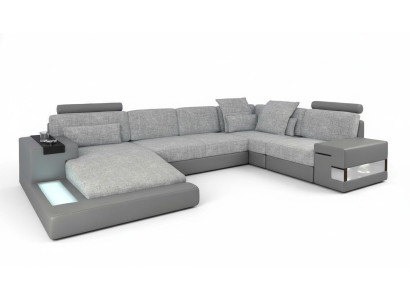 U-Form Möbel SofaBett Funktionen Polster Textil Moden Design Ecksofa Neu Sofa