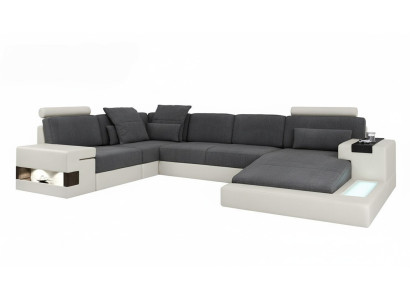 Ecke Ecksofa U-Form Wohnlandschaft Sofa Couch Polster Stoff Sofas Leder Neu