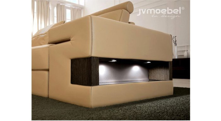 Moderne Sofa Ecke Set L-Form gepolsterte Sitze Couch Wohnlandschaft Hocker Möbel