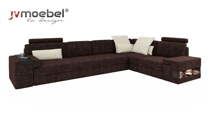 Wohnzimmer Braun Möbel Textil Sofas Ecksofa L Form Couch Polstermöbel Schlafsofa
