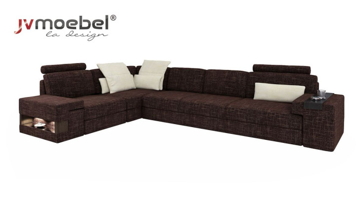Wohnzimmer Braun Möbel Textil Sofas Ecksofa L Form Couch Polstermöbel Schlafsofa