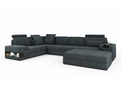 Design Sofa Couch Ecke mit Hocker Polstermöbel Wohnzimmer L-Form Modern Luxus