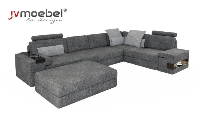 Wohnzimmer L-Form modern elegant Design Couch Ecksofa Hocker Polstermöbel NEU