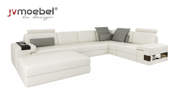 Designer Sofa Polster Couch Ecksofa mit Hocker Garnitur Wohnlandschaft L-Form