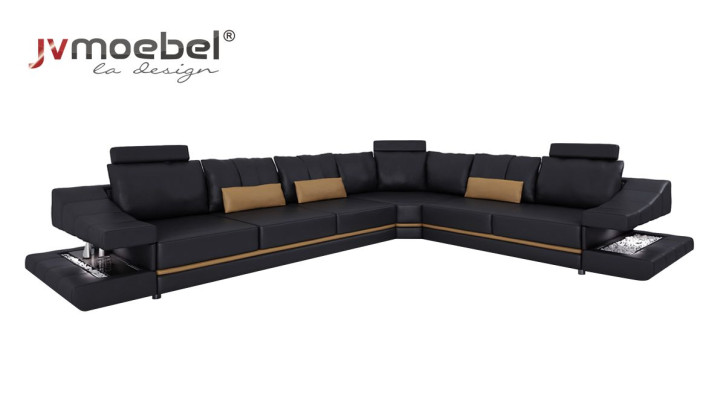 Wohnzimmer Textil L-Form Sofas Schwarz NEU Ecksofa Couch Polstermöbel