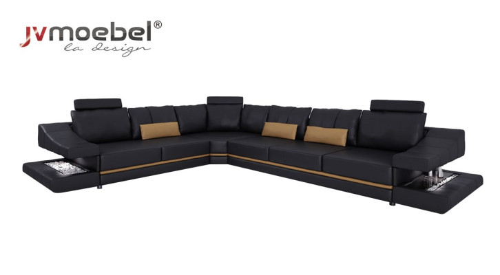 Wohnzimmer Textil L-Form Sofas Schwarz NEU Ecksofa Couch Polstermöbel