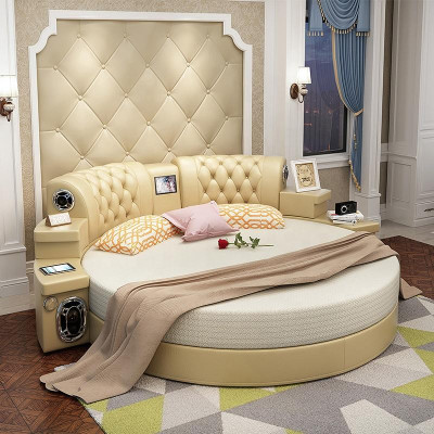 Rundes Kingsize Bett Rund Betten Multifunktion Hotel Polster Led Regal