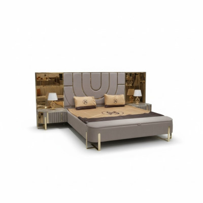 Design Schlafzimmer 3tlg. Bett 2x Nachttische Modern Luxus Betten Set Möbel Neu