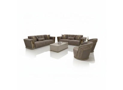 Sofagarnitur 3+3+1+1 Sitzer + Couchtisch + Wohnwand Modern Textil Komplett Neu