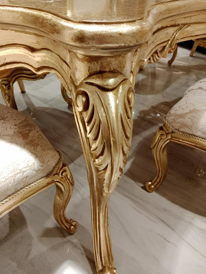 Klassisch Esstisch 200x110cm Gold Luxus Holztisch Ess Küche Neu Design Tische